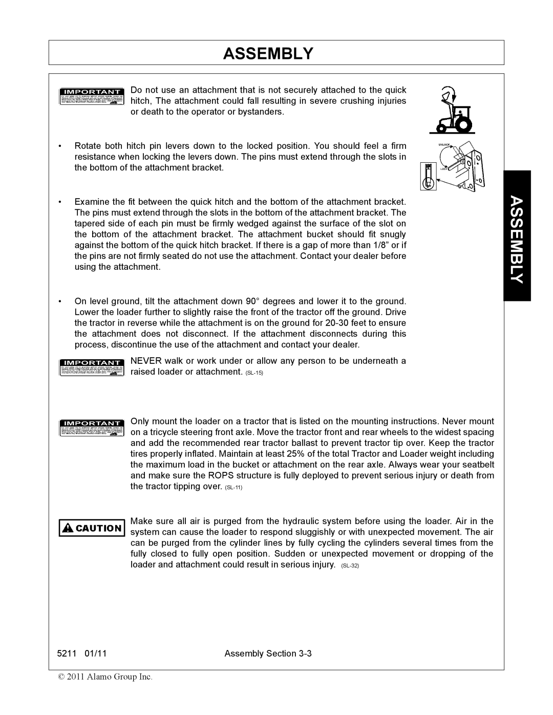 Servis-Rhino manual 5211 01/11 Assembly Section 