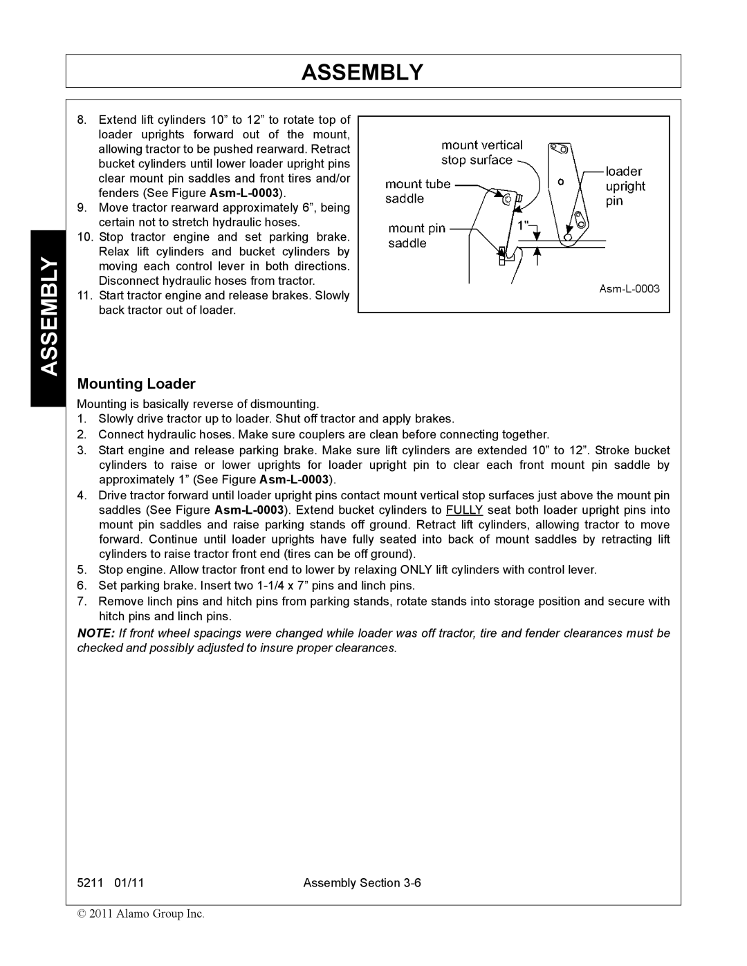 Servis-Rhino 5211 manual Mounting Loader 