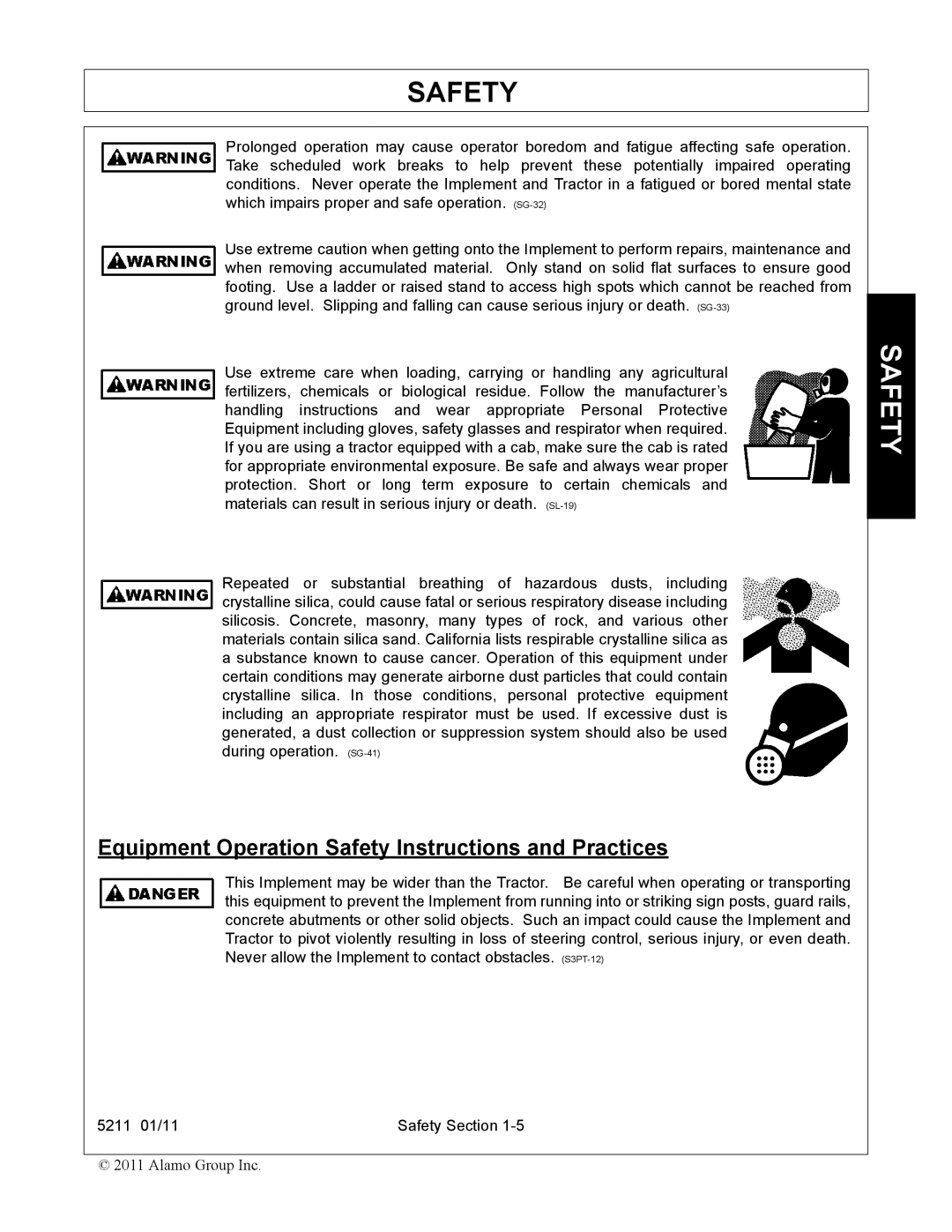 Servis-Rhino 5211 manual Equipment Operation Safety Instructions and Practices 