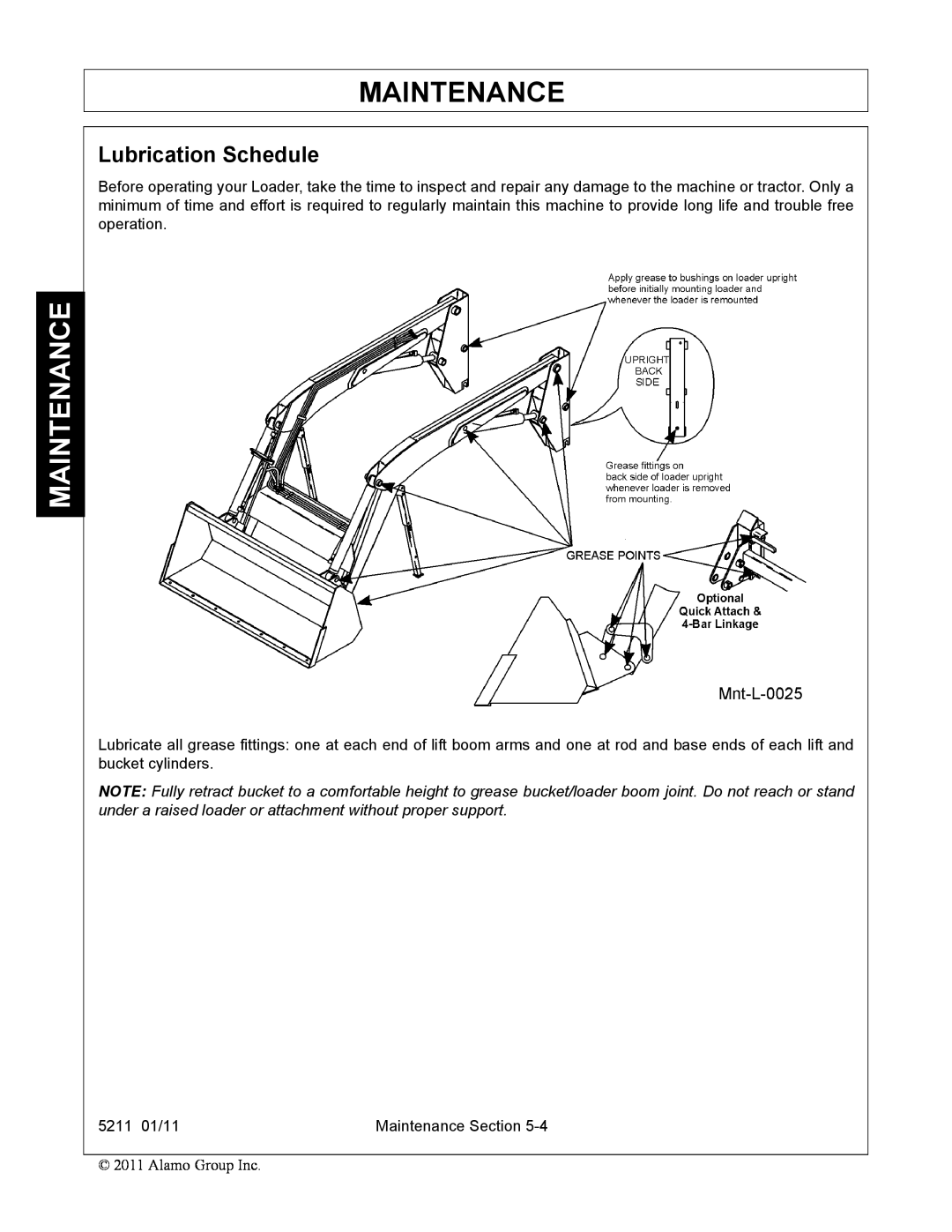 Servis-Rhino 5211 manual Maintenance, Lubrication Schedule 