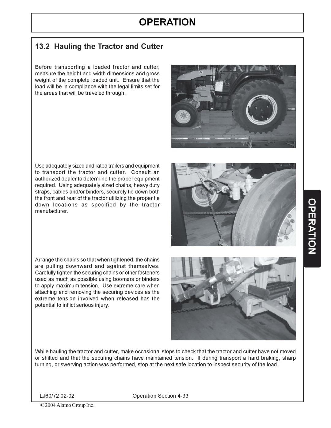 Servis-Rhino 60/72 manual Hauling the Tractor and Cutter 