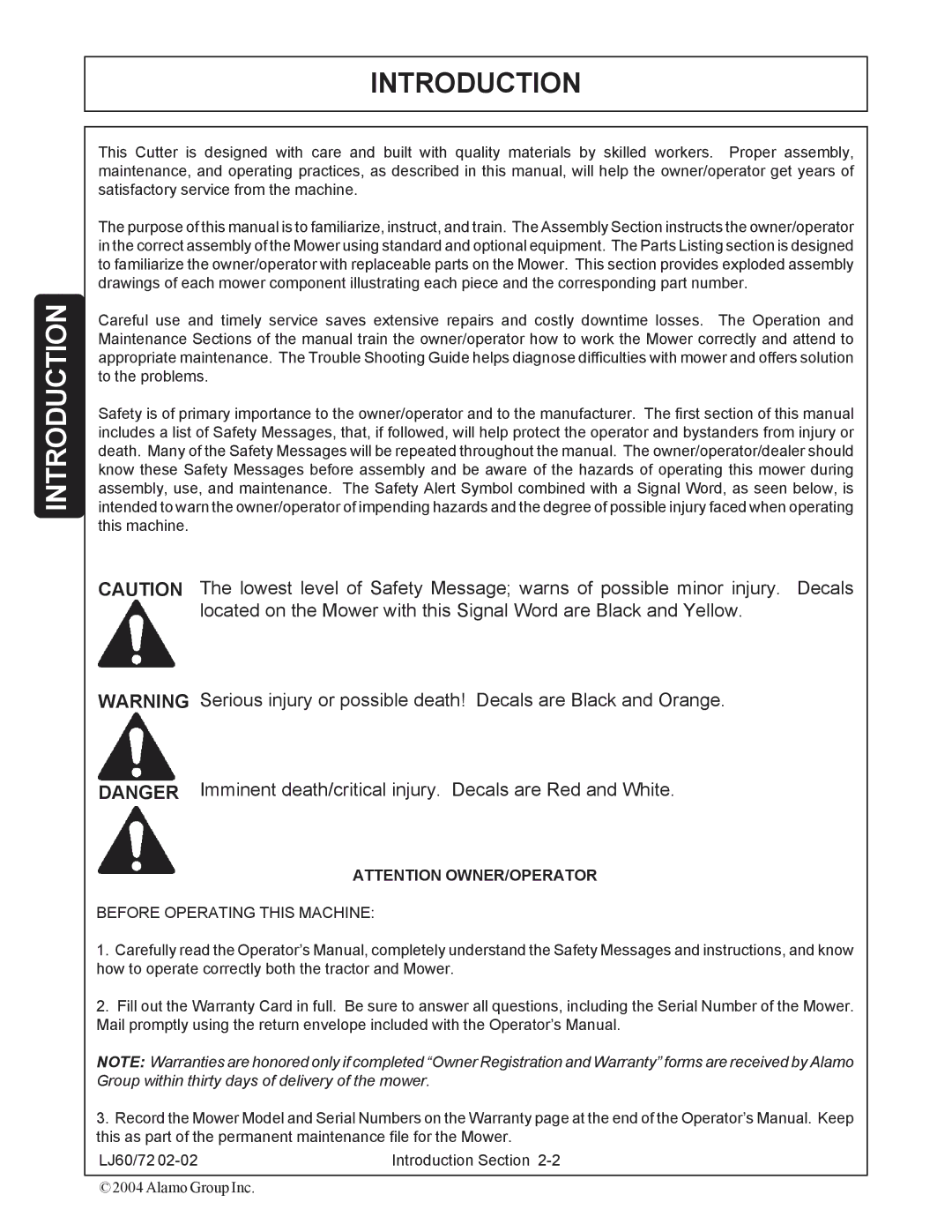 Servis-Rhino 60/72 manual Introduction 