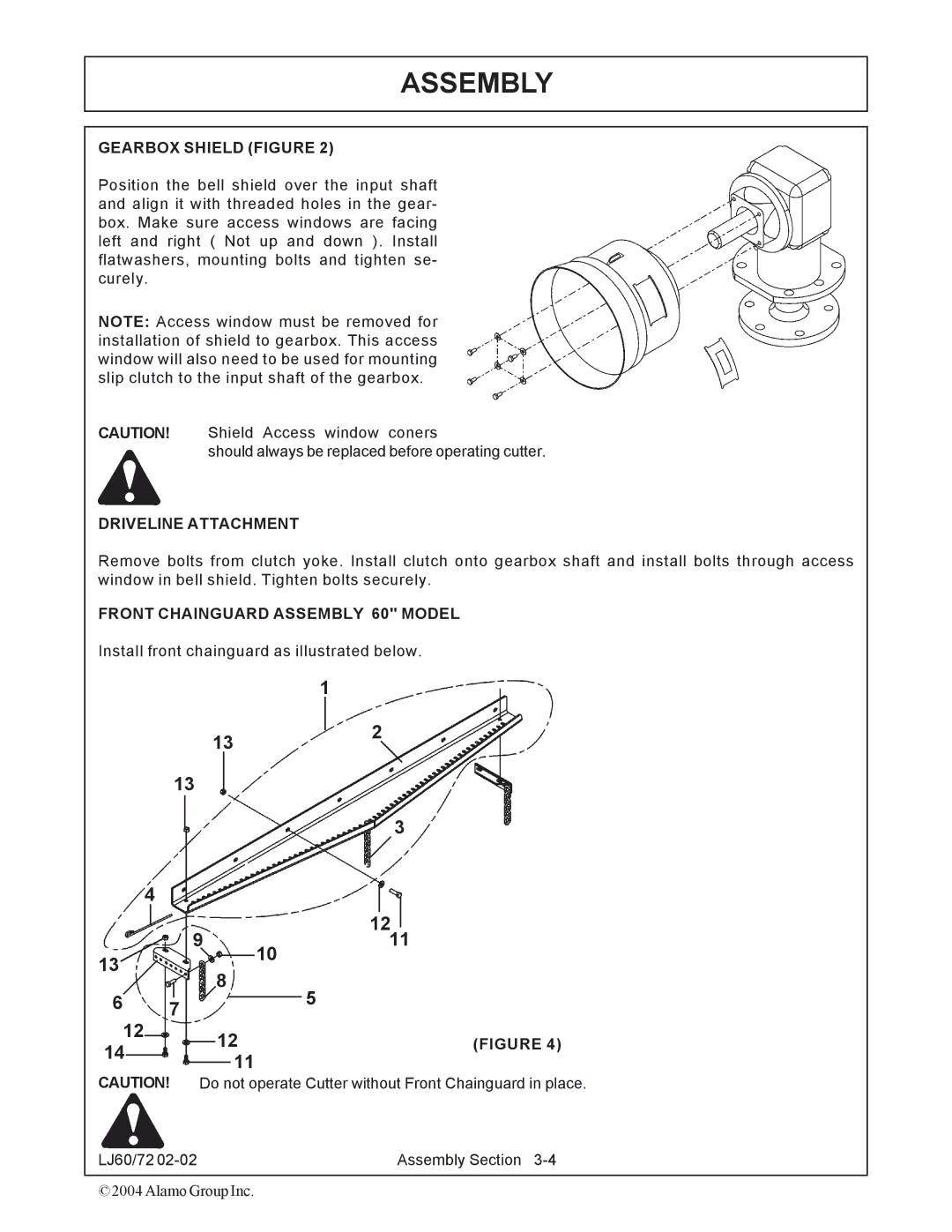 Servis-Rhino 60/72 manual Front Chainguard Assembly 60 Model 