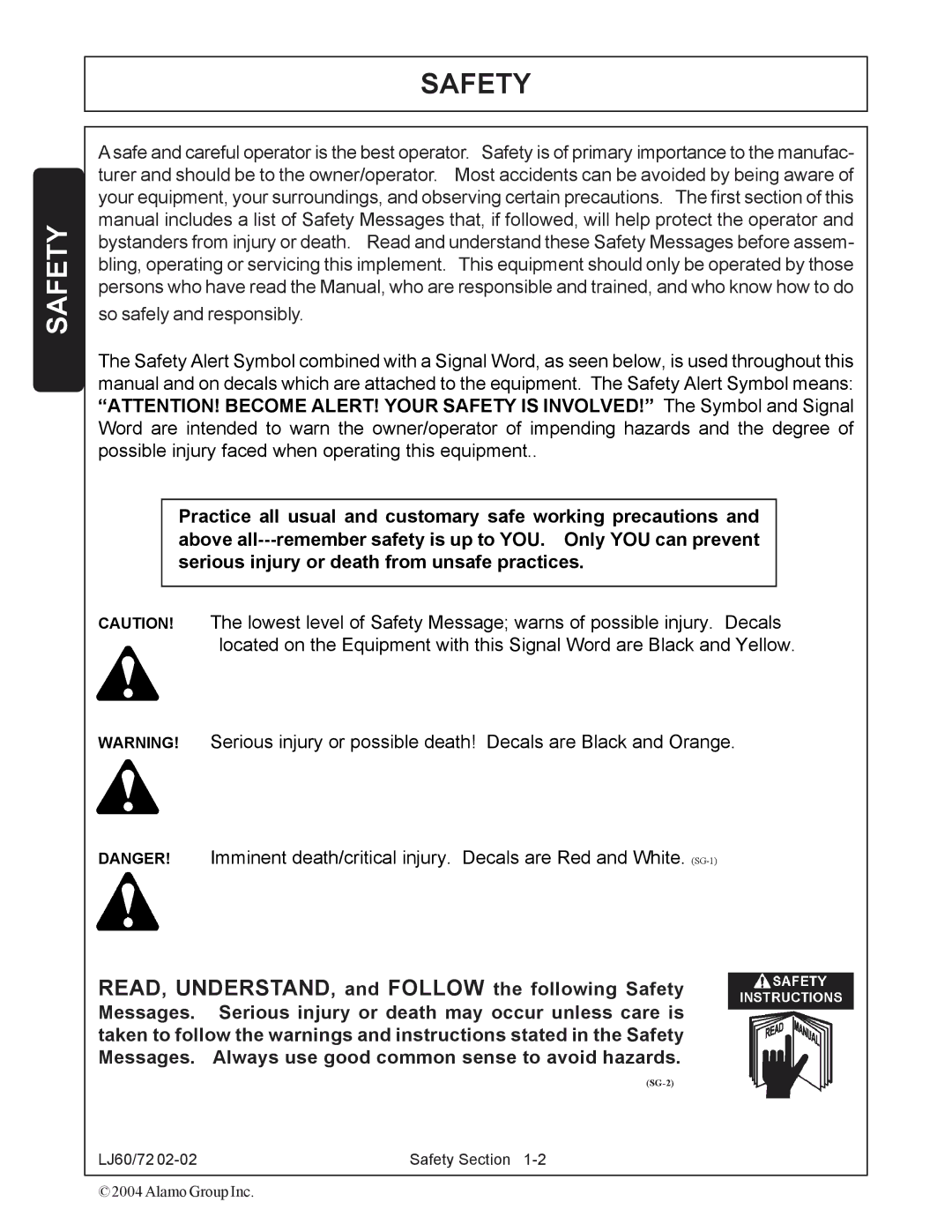 Servis-Rhino 60/72 manual Safety 