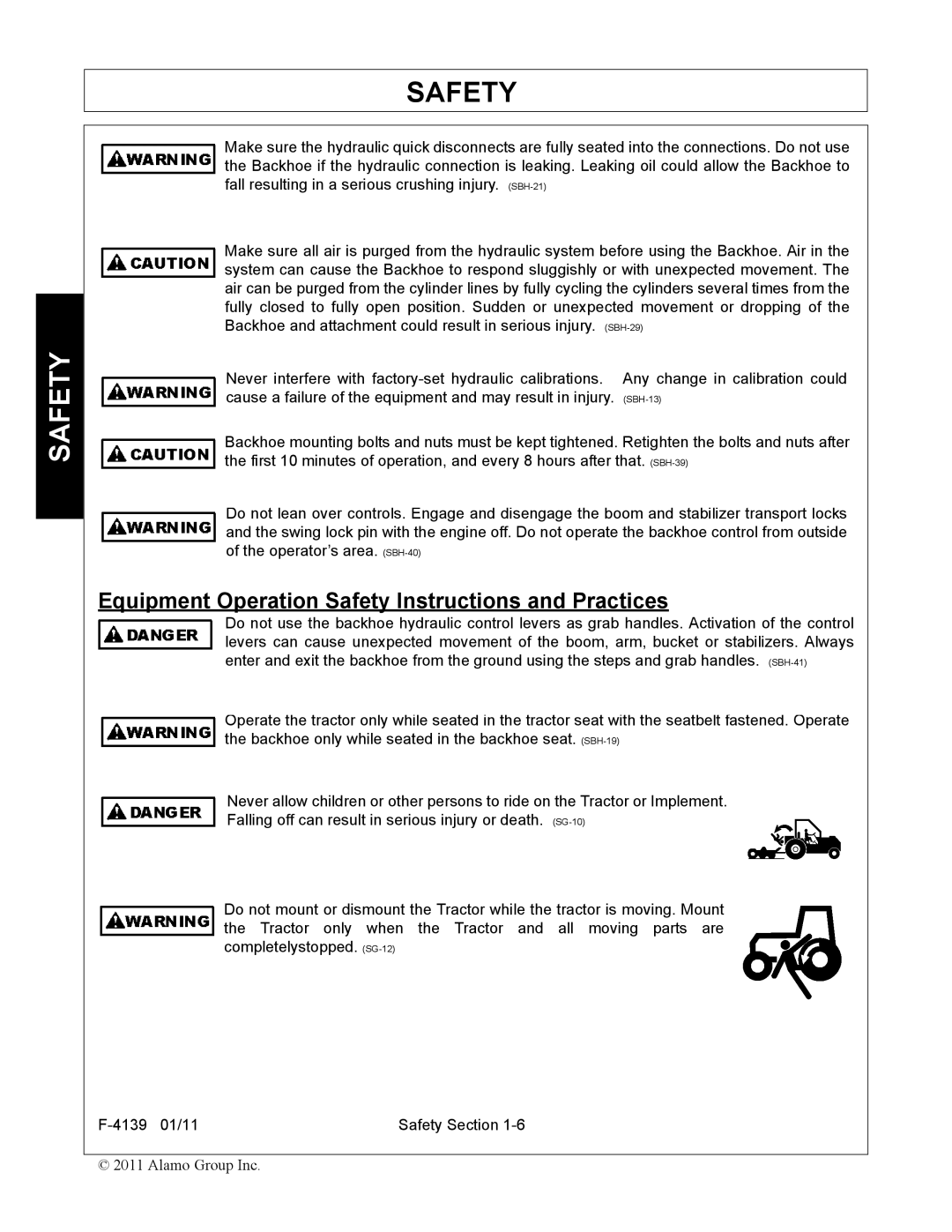 Servis-Rhino 60C manual Equipment Operation Safety Instructions and Practices 