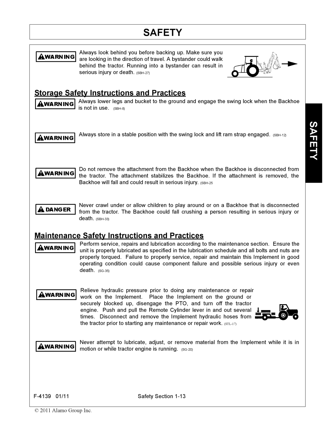 Servis-Rhino 60C manual Storage Safety Instructions and Practices 