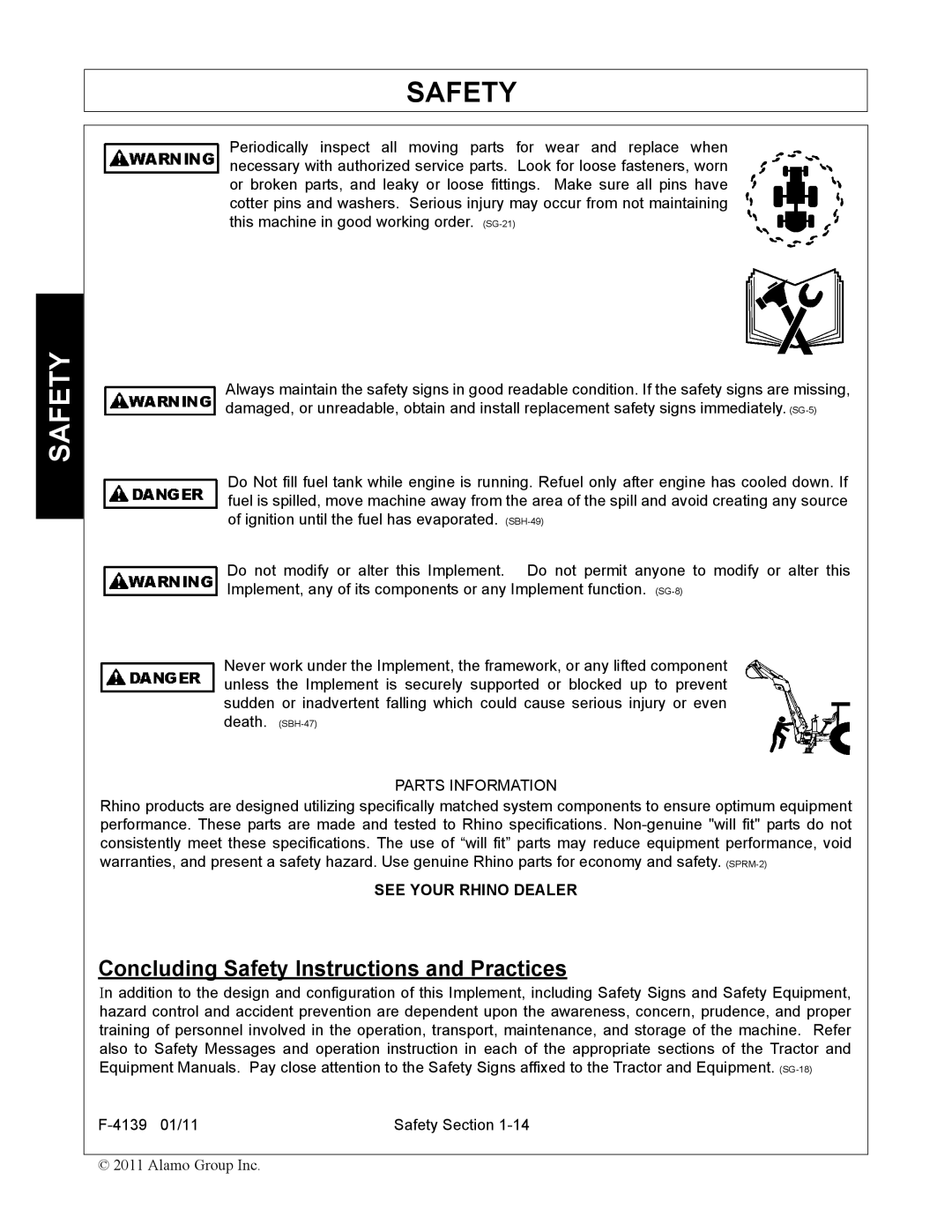 Servis-Rhino 60C manual Parts Information, See Your Rhino Dealer 