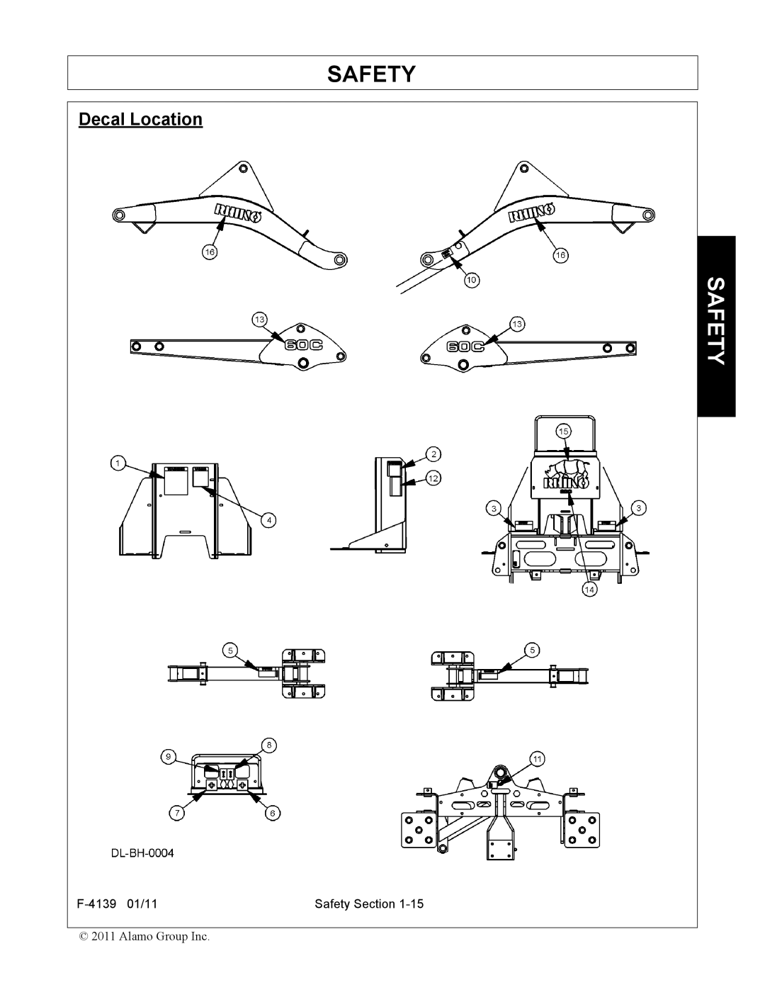 Servis-Rhino 60C manual Decal Location 