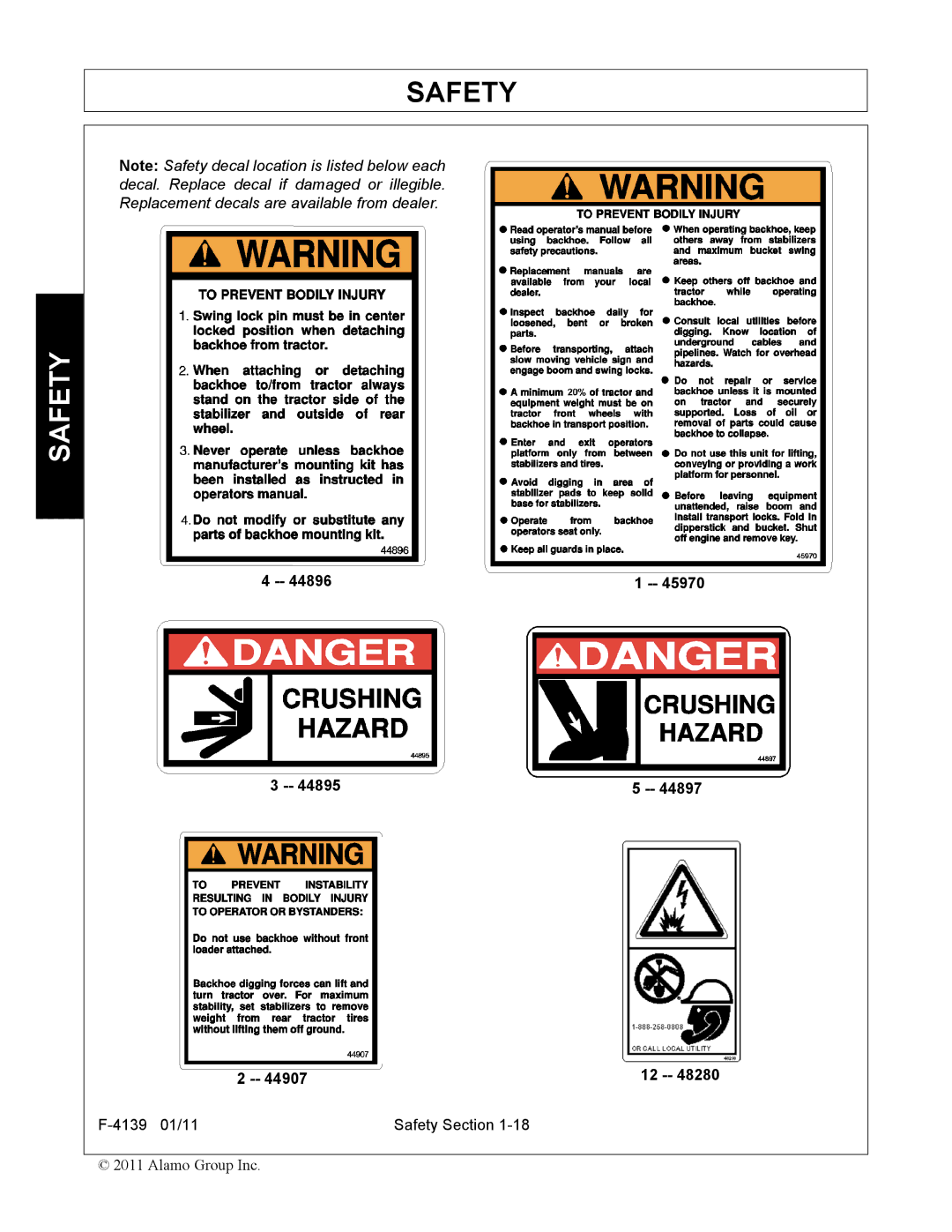 Servis-Rhino 60C manual 4139 01/11 Safety Section 