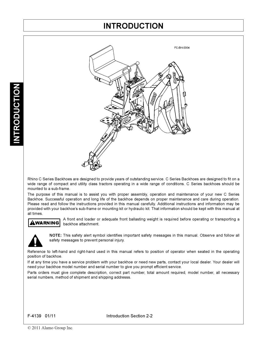 Servis-Rhino 60C manual Introduction 