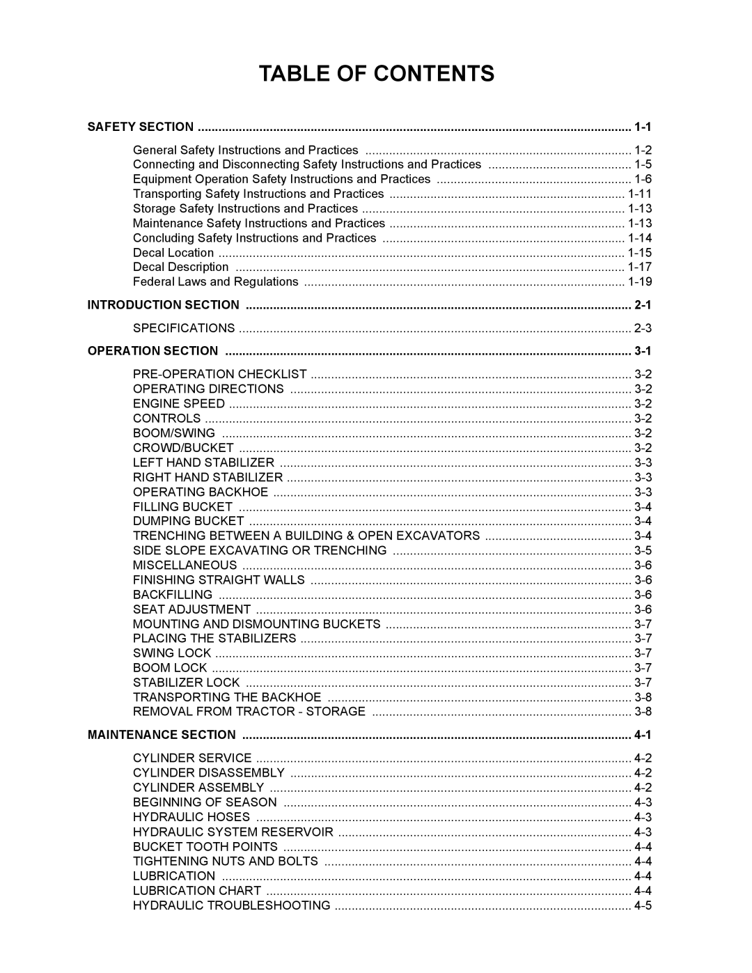 Servis-Rhino 60C manual Table of Contents 