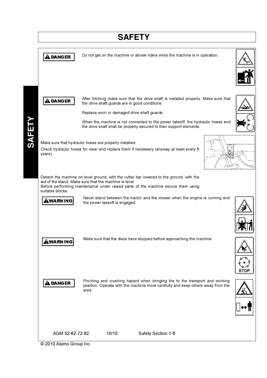 Servis-Rhino AGM52, AGM62, AGM72 manual Safety 