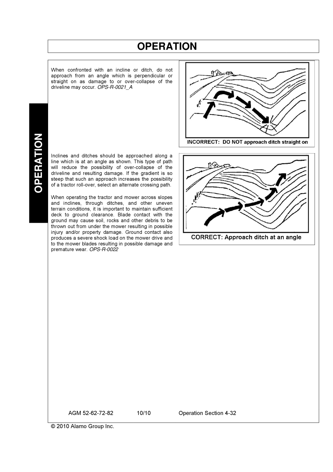 Servis-Rhino AGM72, AGM62, AGM52 manual Operation 