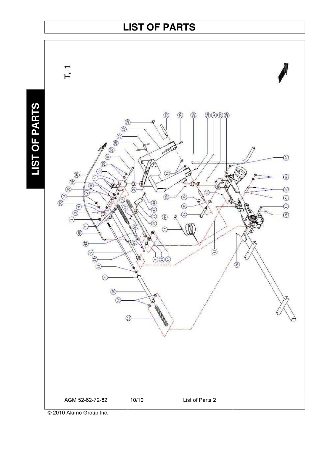 Servis-Rhino AGM52, AGM62, AGM72 manual List of Parts 