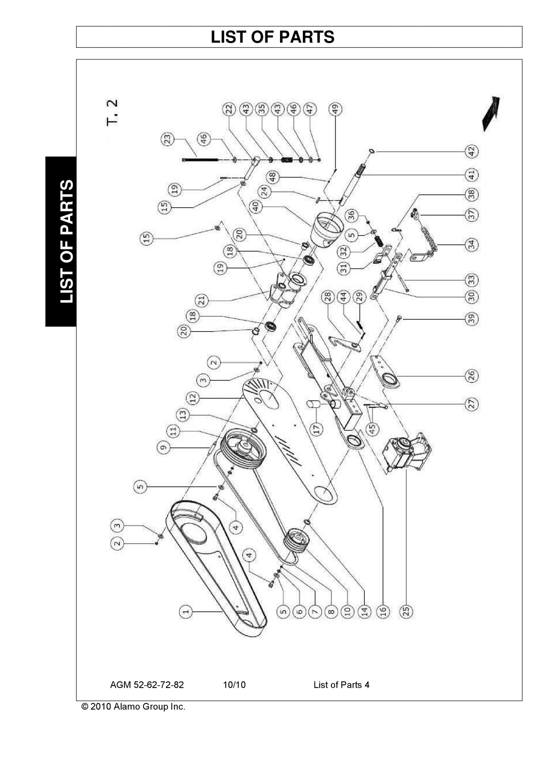 Servis-Rhino AGM72, AGM62, AGM52 manual List of Parts 