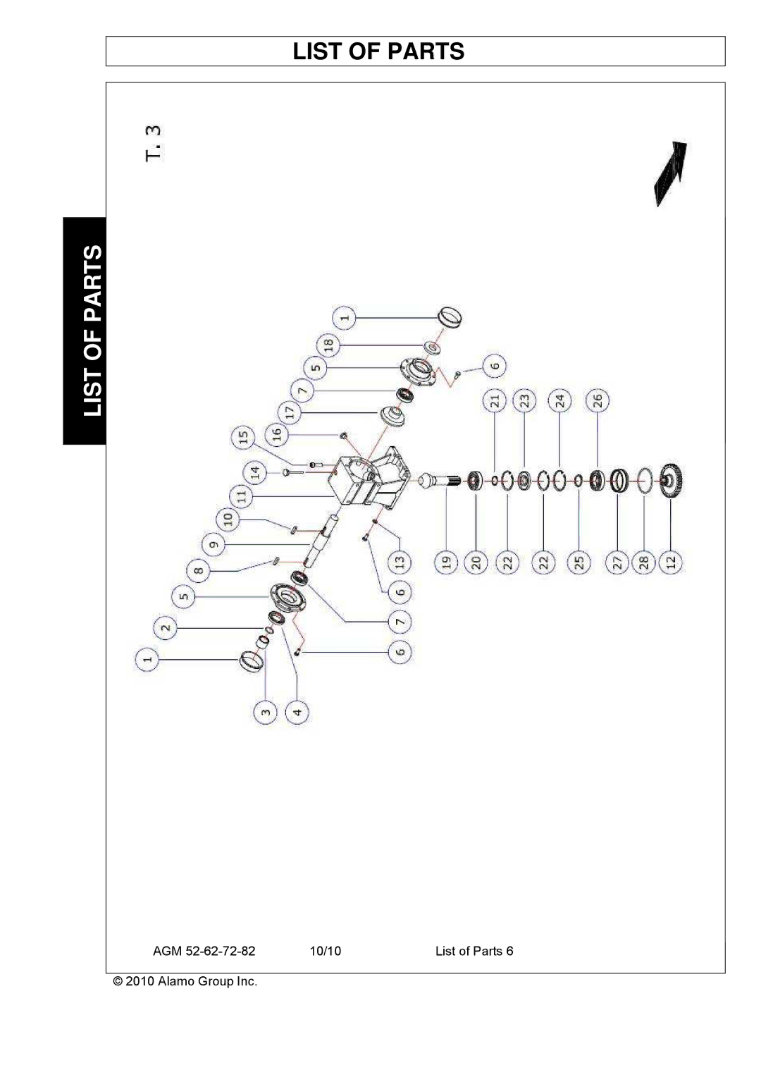 Servis-Rhino AGM62, AGM72, AGM52 manual List of Parts 