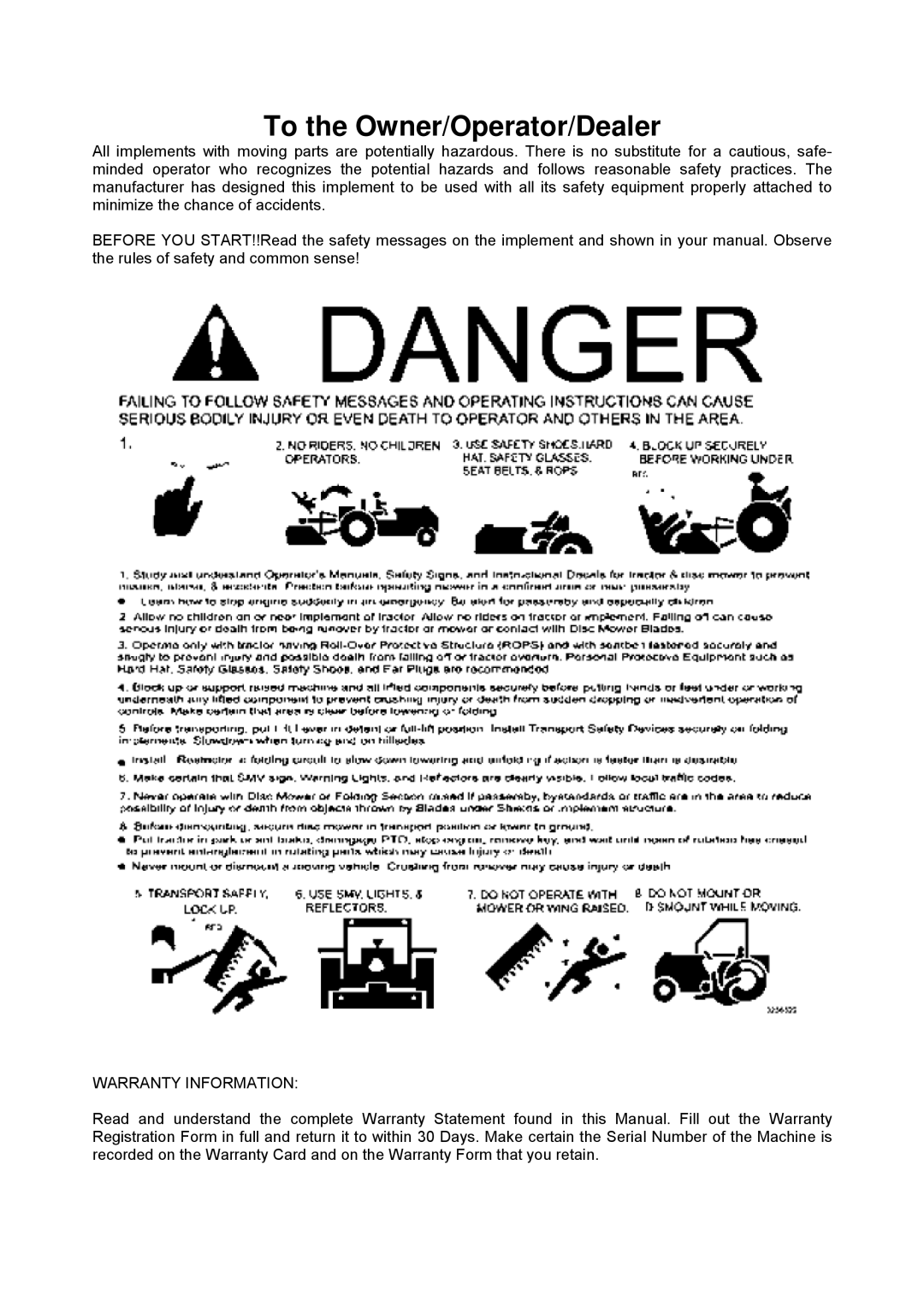 Servis-Rhino AGM52, AGM62, AGM72 manual To the Owner/Operator/Dealer 