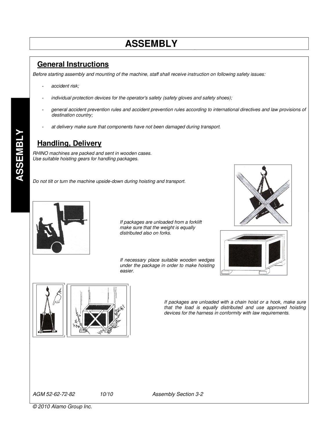 Servis-Rhino AGM52, AGM62, AGM72 manual Assembly 