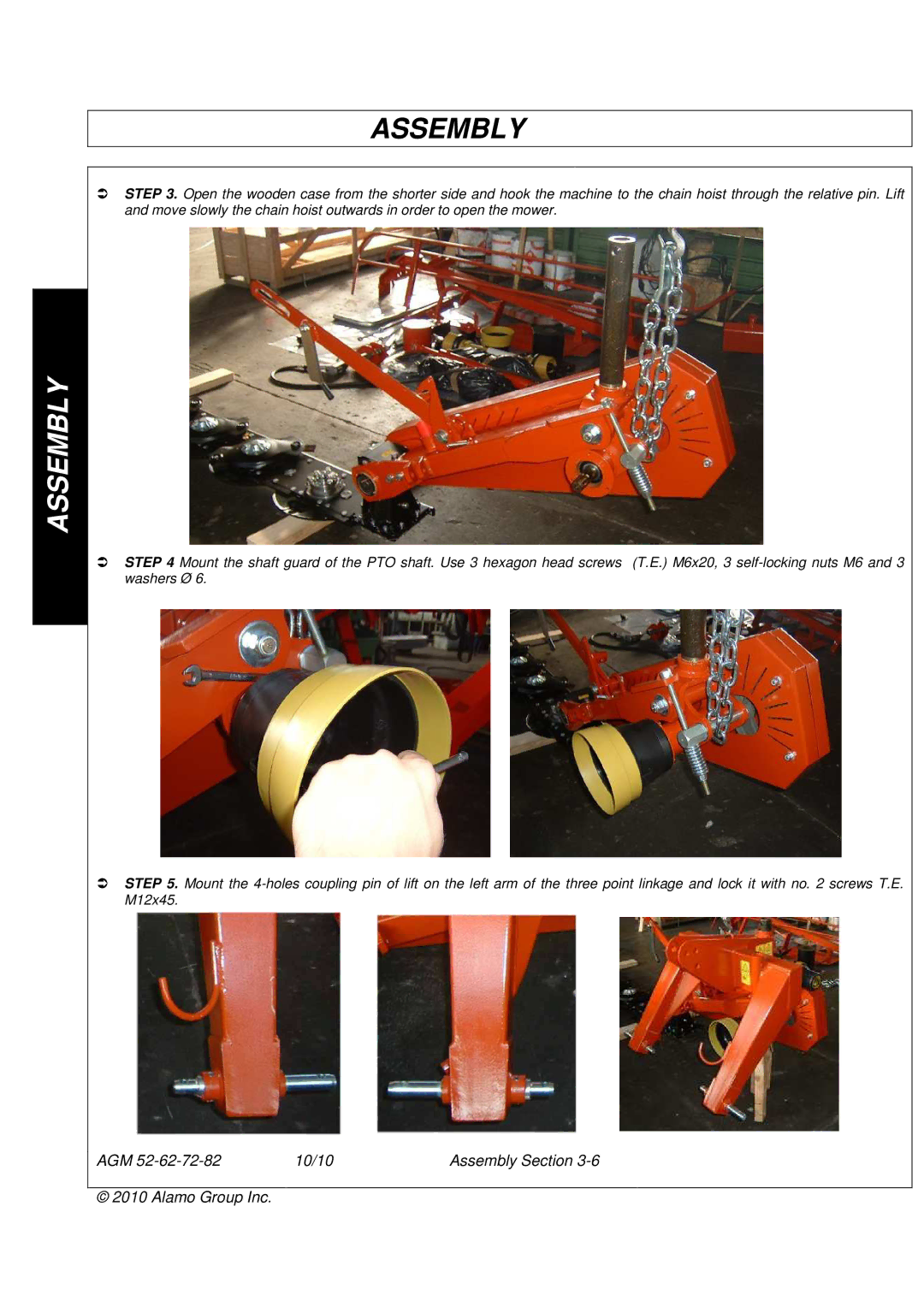 Servis-Rhino AGM62, AGM72, AGM52 manual Assembly 