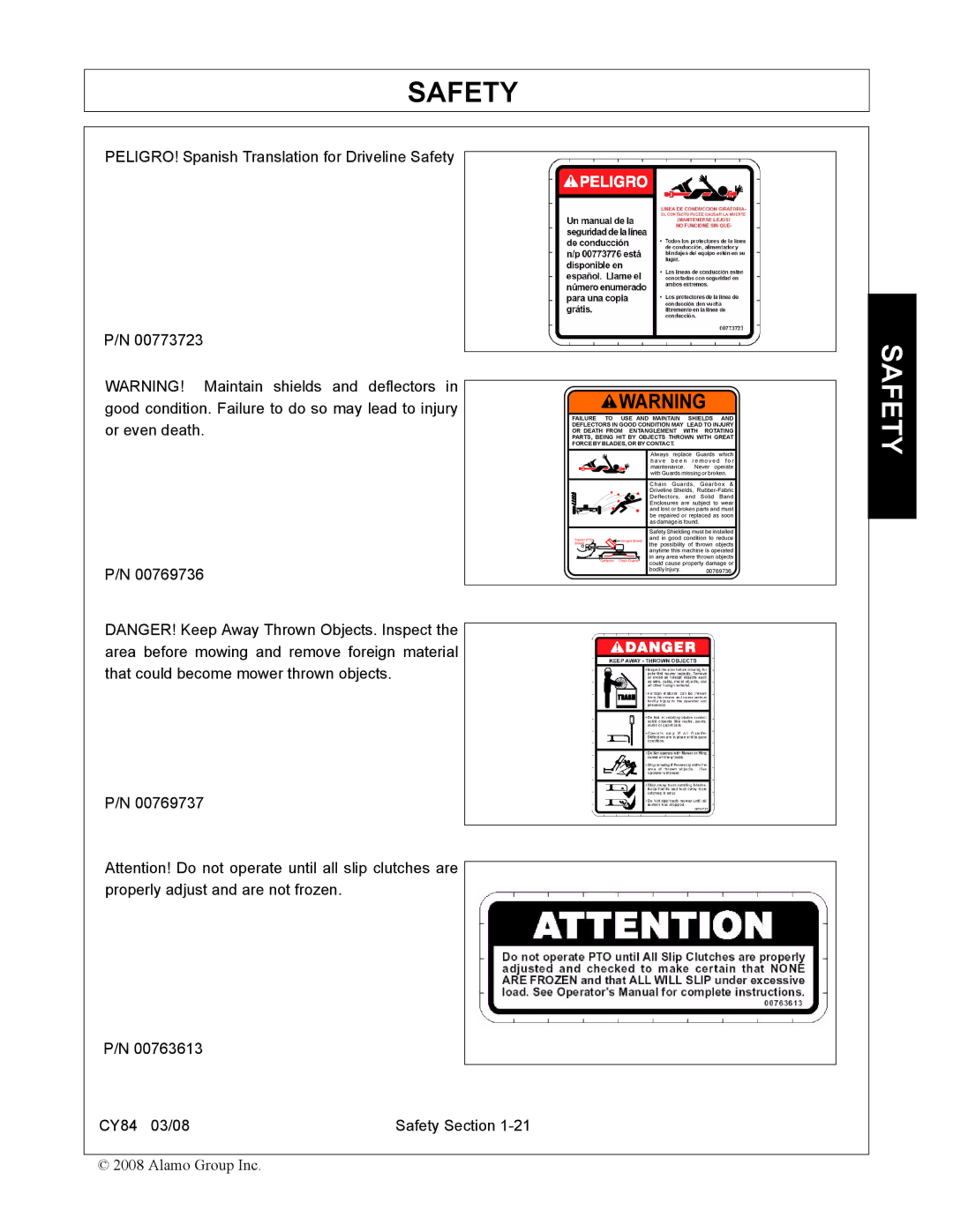 Servis-Rhino CY84 manual Safety 