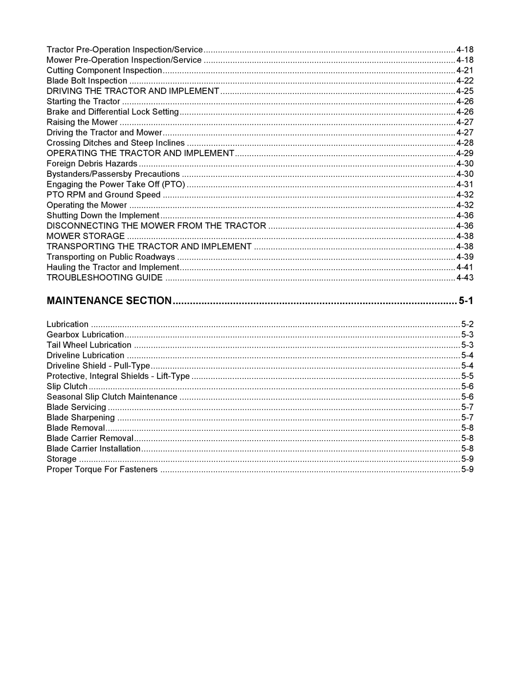 Servis-Rhino CY84 manual Maintenance Section 