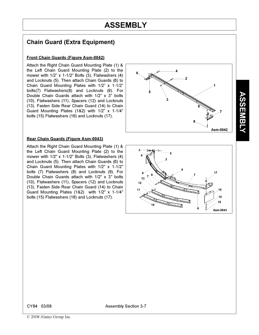 Servis-Rhino CY84 manual Chain Guard Extra Equipment, Front Chain Guards Figure Asm-0042 