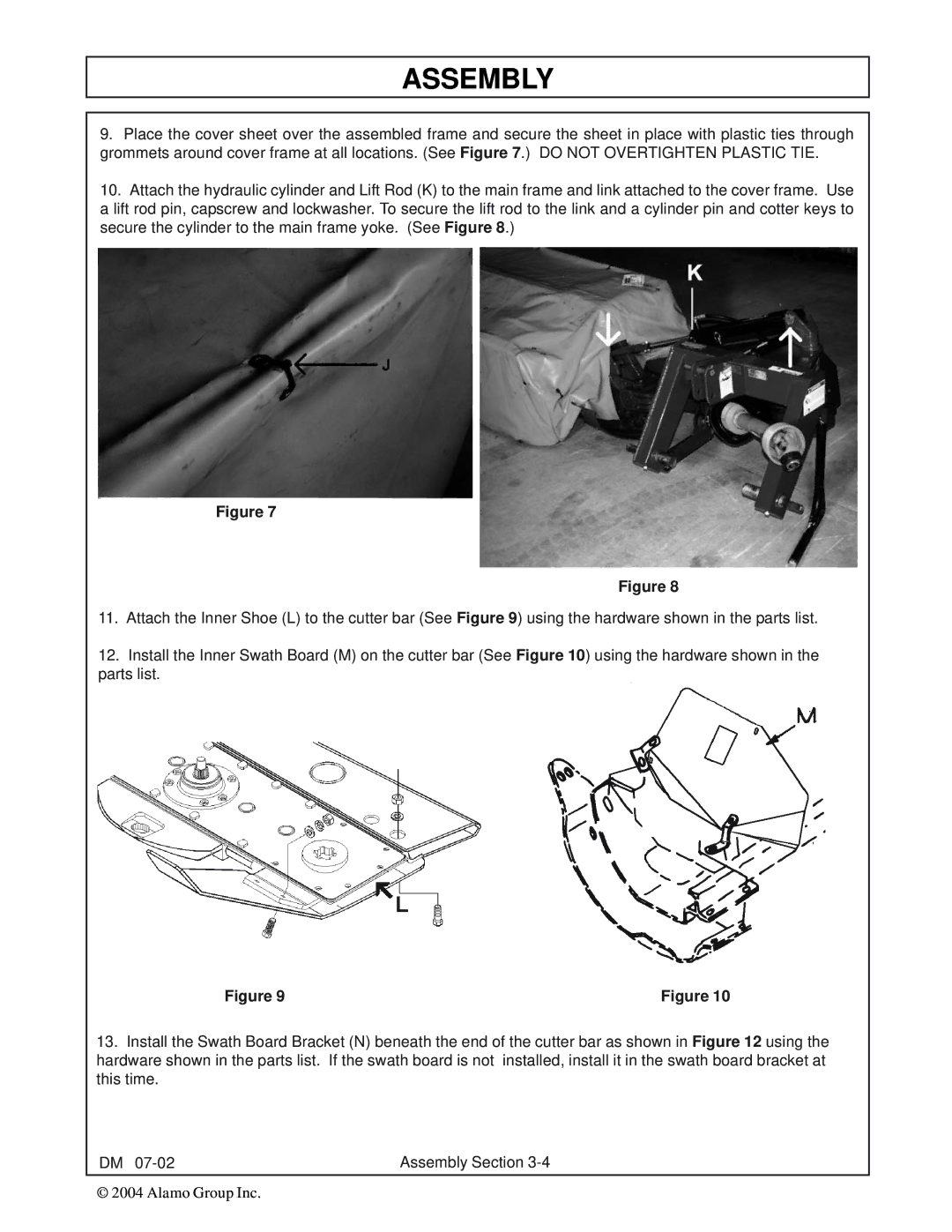 Servis-Rhino DM95, DM82, DM124, DM112 manual Assembly 