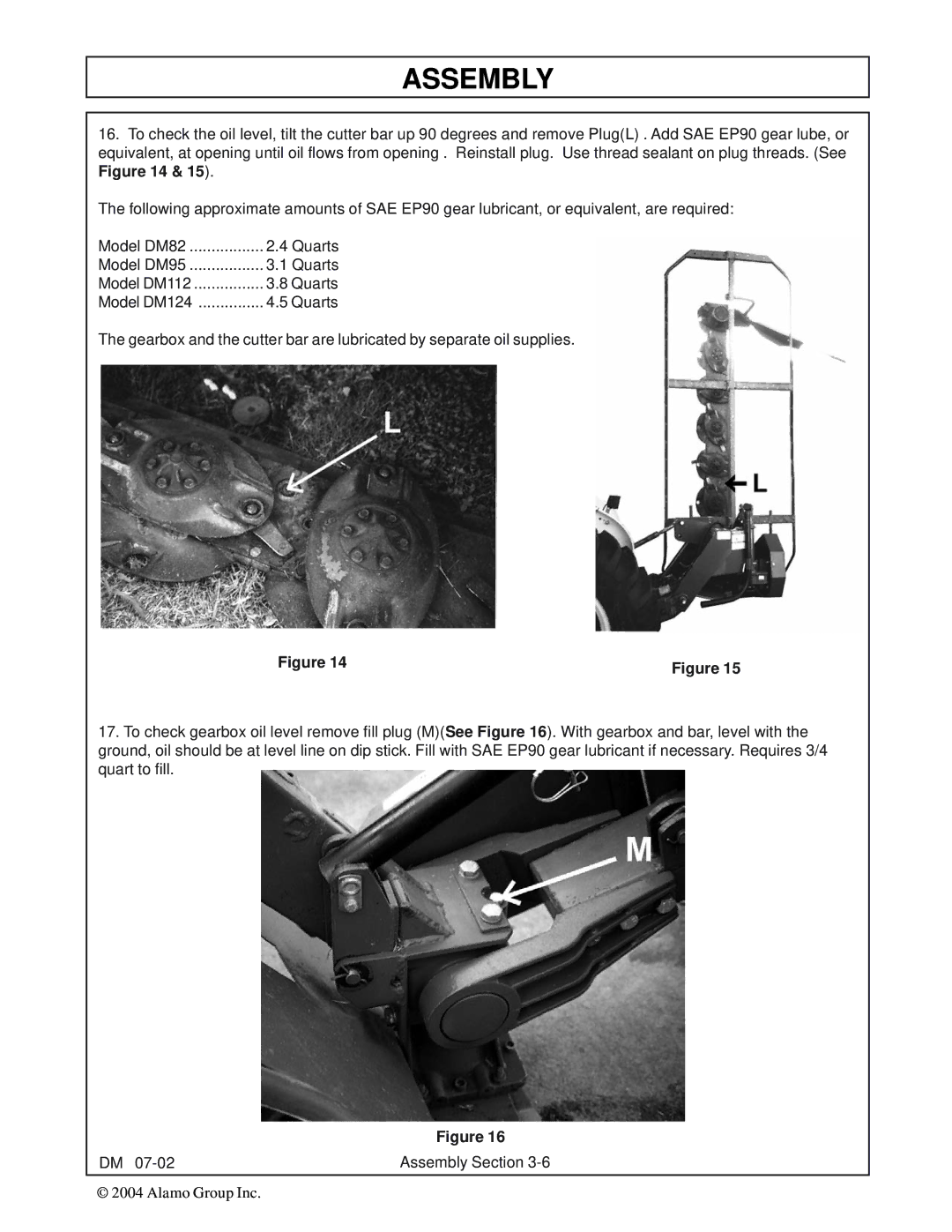 Servis-Rhino DM82, DM124, DM95, DM112 manual Quarts 