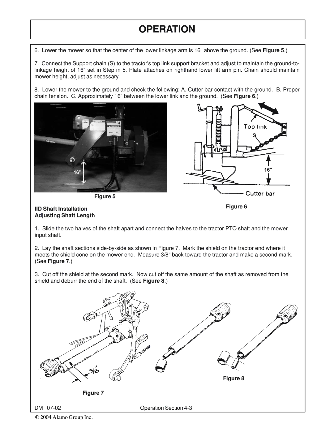 Servis-Rhino DM112, DM82, DM124, DM95 manual IID Shaft Installation Adjusting Shaft Length 