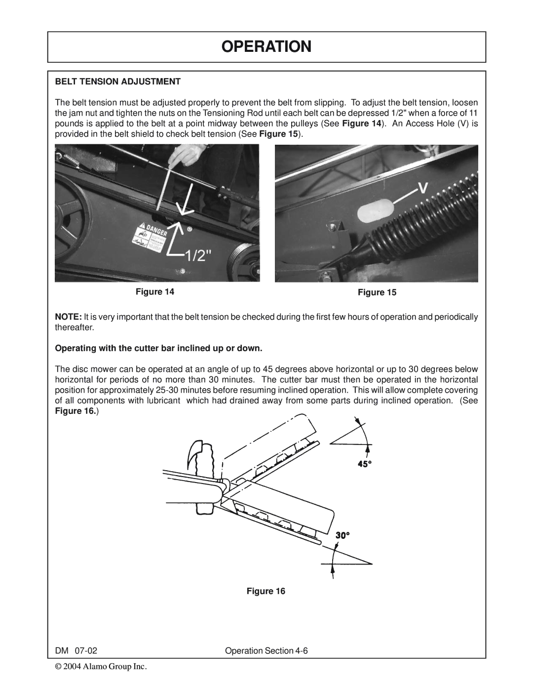 Servis-Rhino DM95, DM82, DM124, DM112 manual Belt Tension Adjustment 