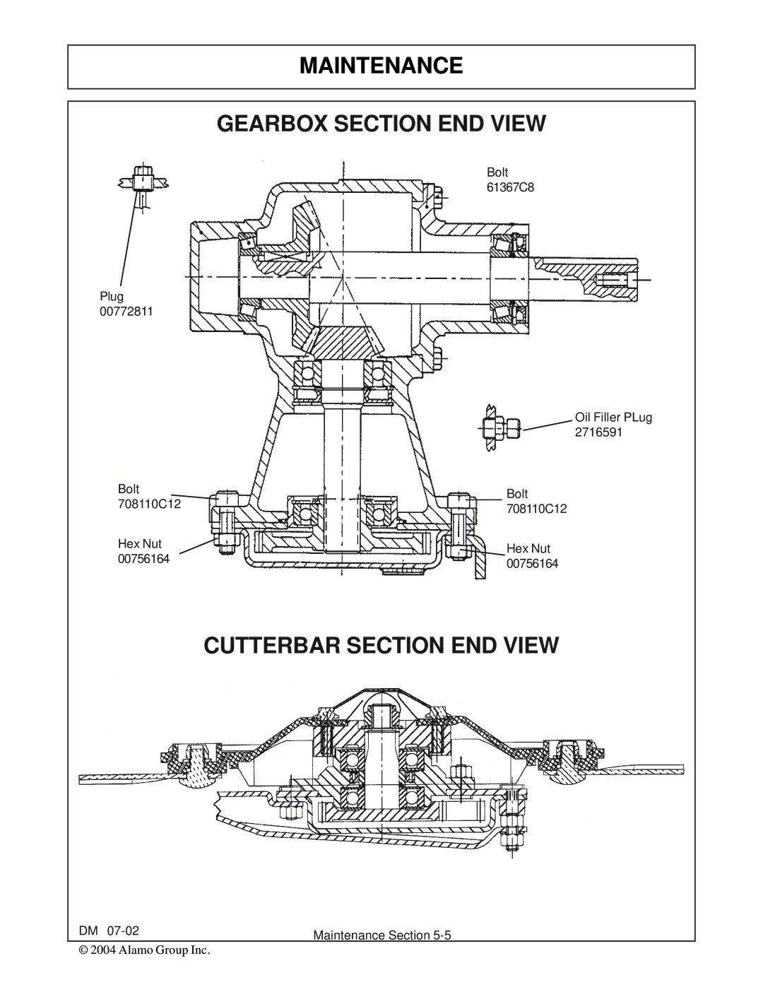 Servis-Rhino DM124, DM82, DM95, DM112 manual Maintenance Gearbox Section END View 