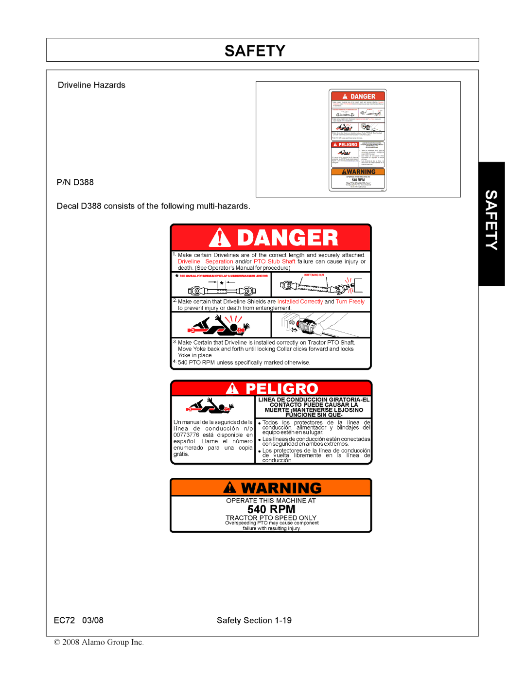 Servis-Rhino EC72 manual Safety 