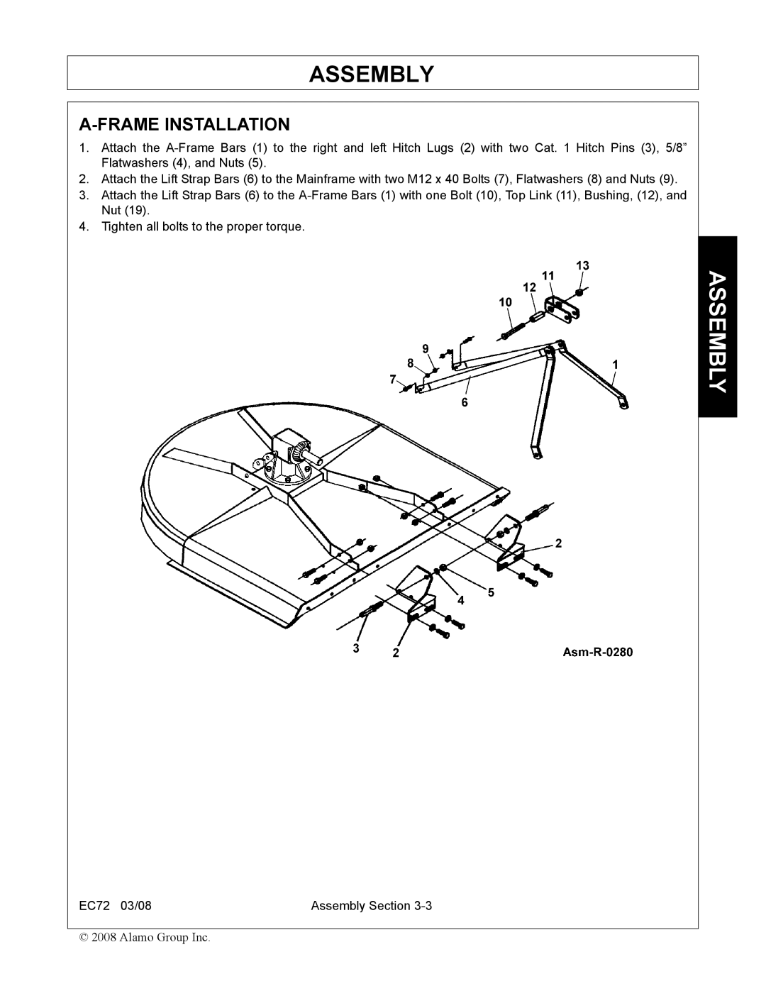 Servis-Rhino EC72 manual Frame Installation 