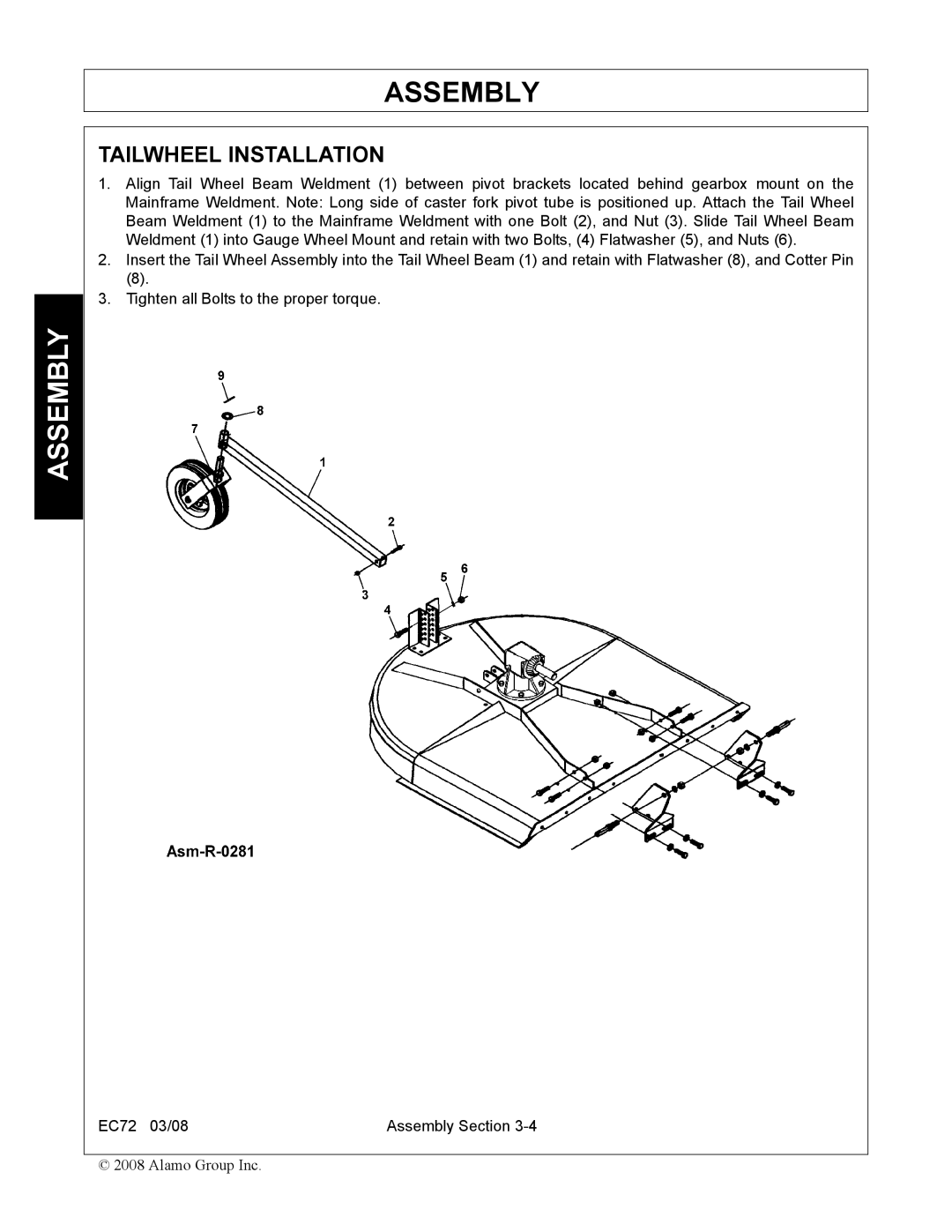 Servis-Rhino EC72 manual Tailwheel Installation 