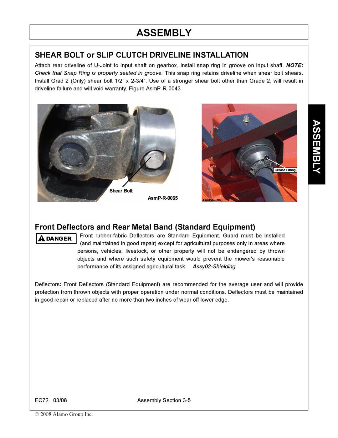 Servis-Rhino EC72 manual Shear Bolt or Slip Clutch Driveline Installation 