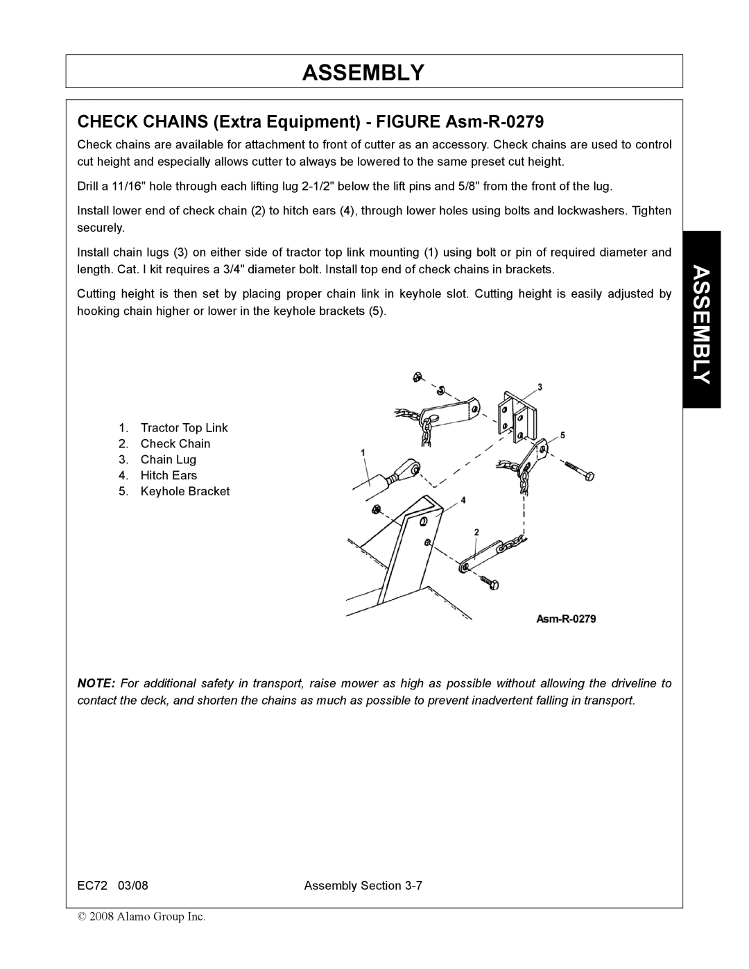 Servis-Rhino EC72 manual Check Chains Extra Equipment Figure Asm-R-0279 