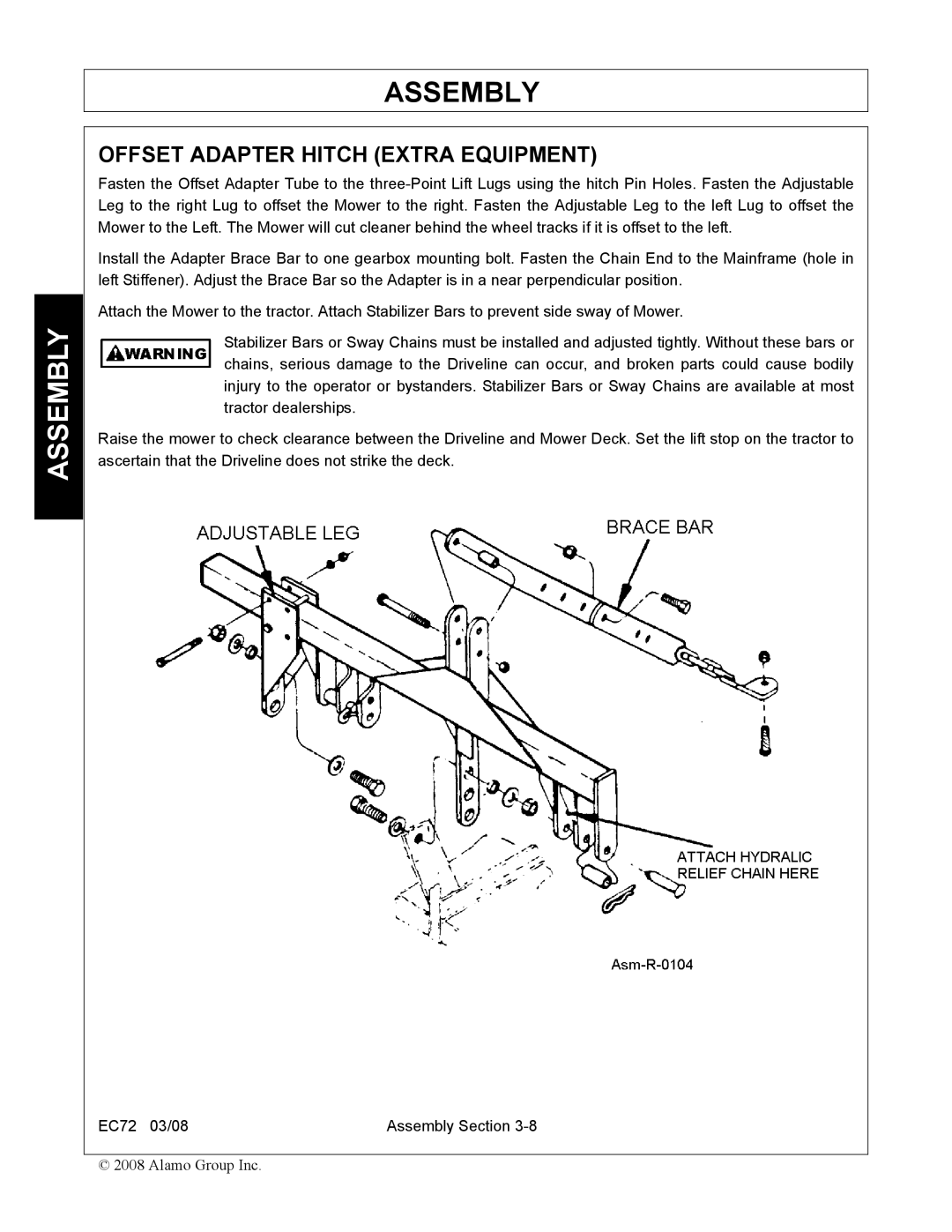 Servis-Rhino EC72 manual Offset Adapter Hitch Extra Equipment 