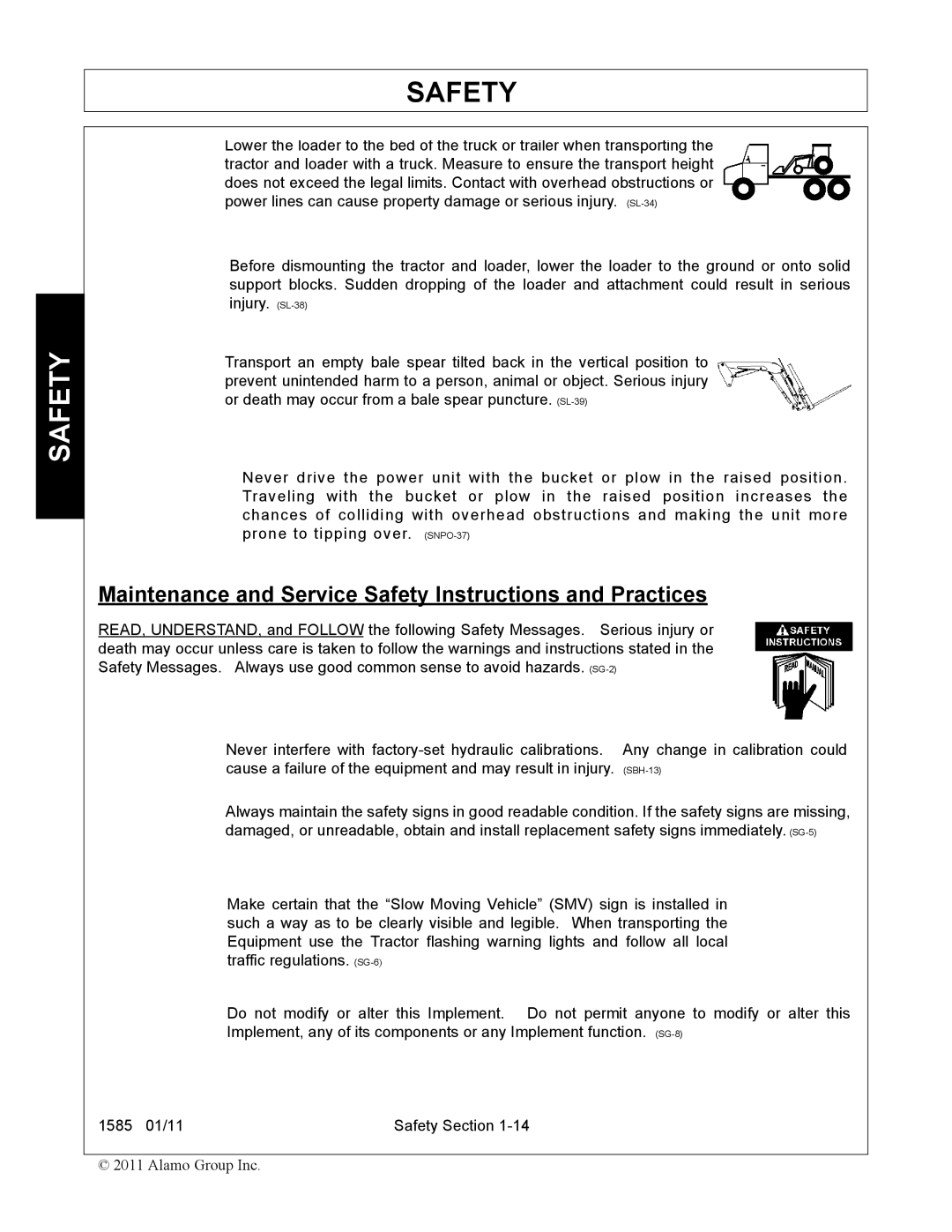 Servis-Rhino F-4123C manual Maintenance and Service Safety Instructions and Practices 