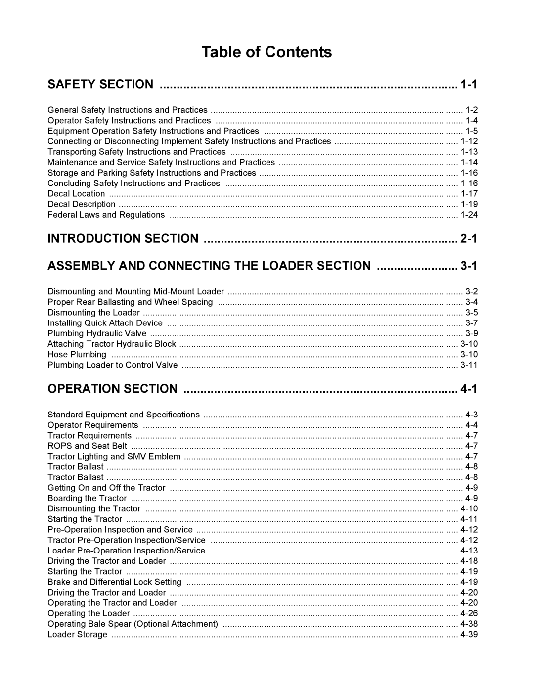 Servis-Rhino F-4123C manual Table of Contents 