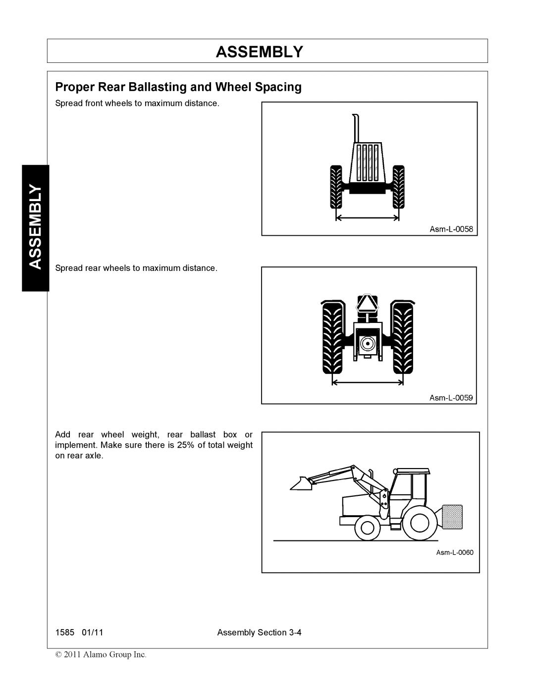 Servis-Rhino F-4123C manual Proper Rear Ballasting and Wheel Spacing 