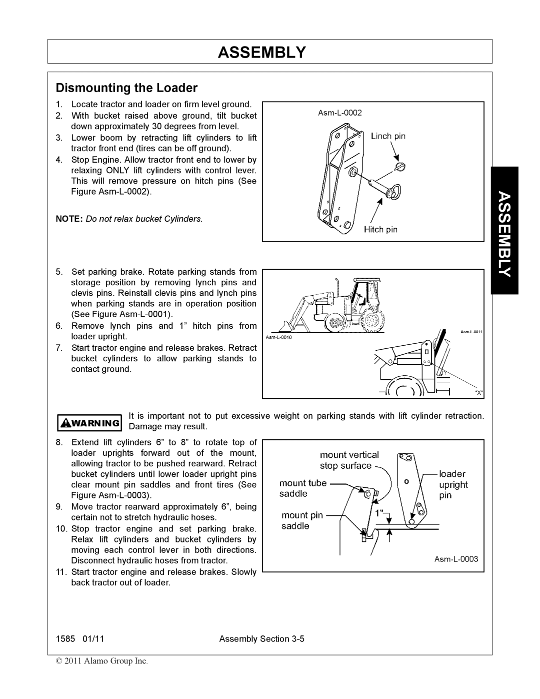 Servis-Rhino F-4123C manual Dismounting the Loader 