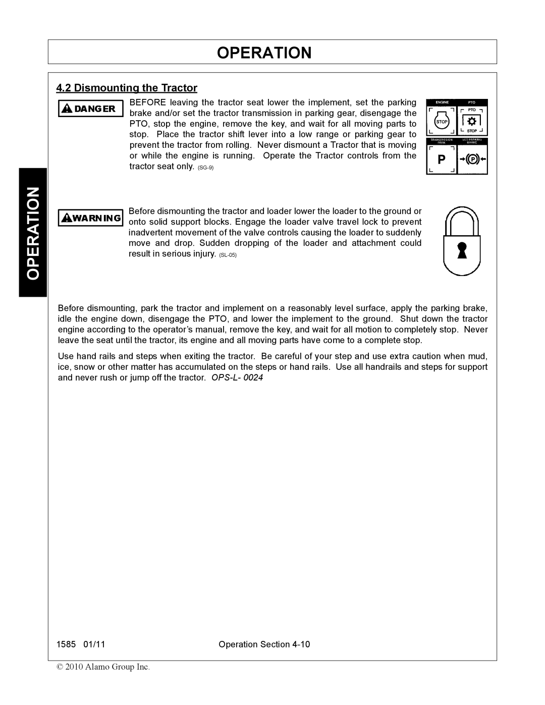 Servis-Rhino F-4123C manual Dismounting the Tractor 