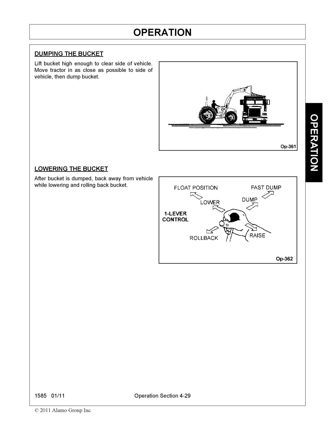 Servis-Rhino F-4123C manual Dumping the Bucket 