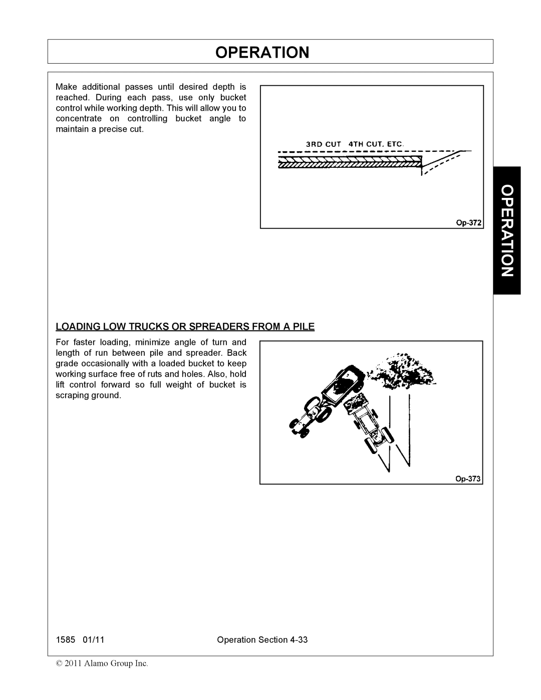 Servis-Rhino F-4123C manual Loading LOW Trucks or Spreaders from a Pile 