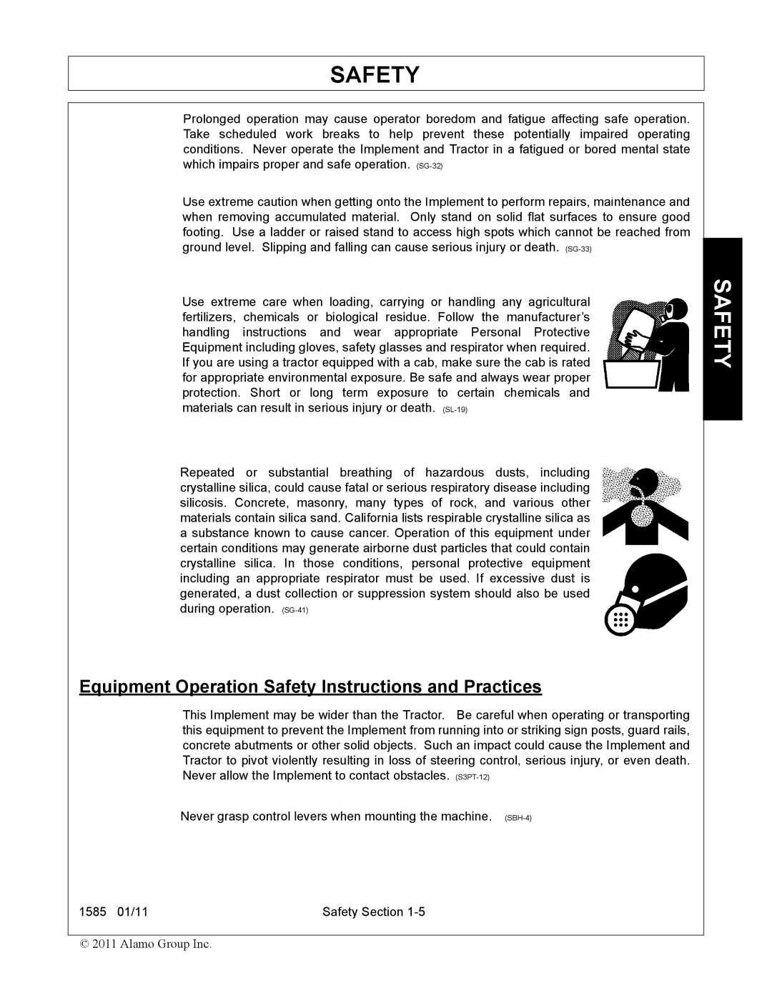 Servis-Rhino F-4123C manual Equipment Operation Safety Instructions and Practices 