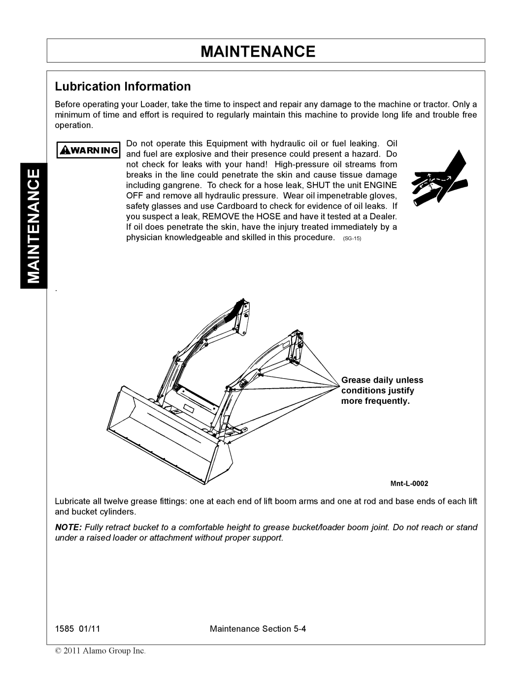 Servis-Rhino F-4123C manual Lubrication Information 