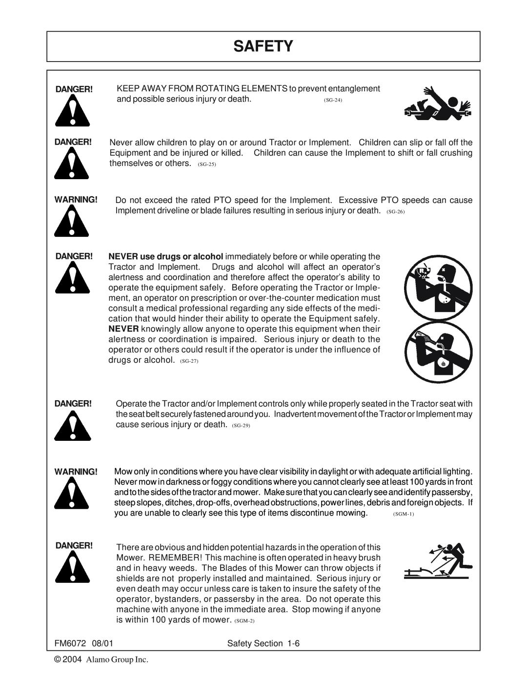 Servis-Rhino FM60/72 manual Safety, Danger 