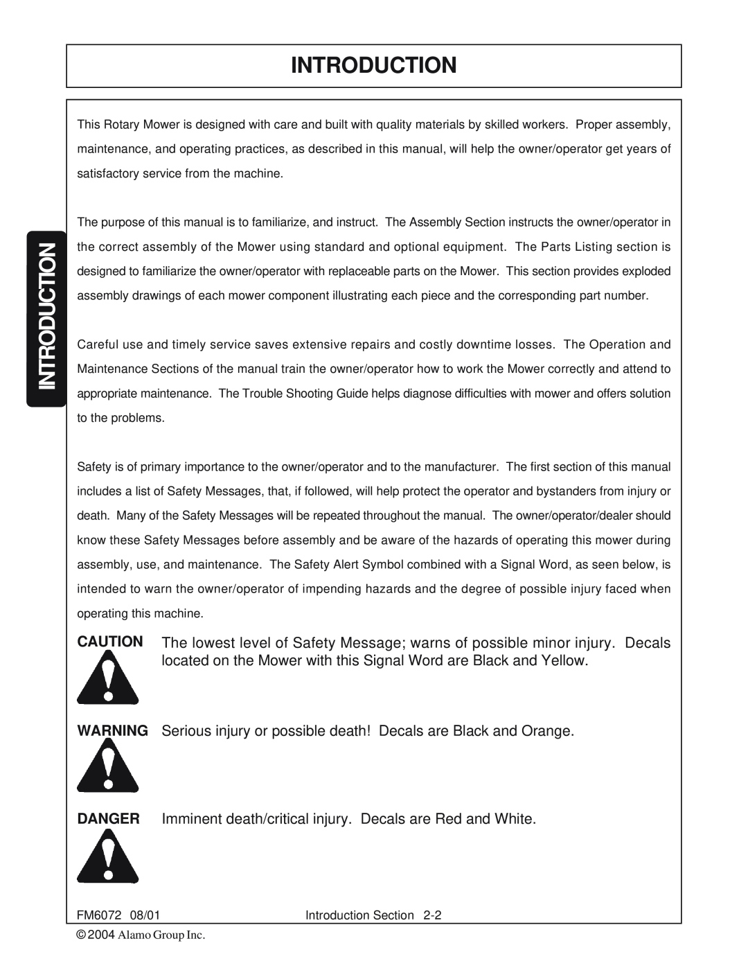 Servis-Rhino FM60/72 manual Introduction 