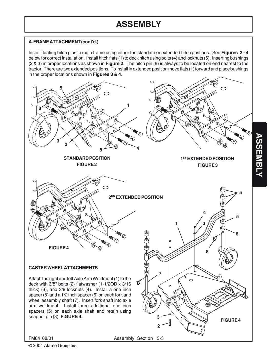 Servis-Rhino FM84 manual ST Extended Position, 2ND Extended Position Casterwheelattachments 