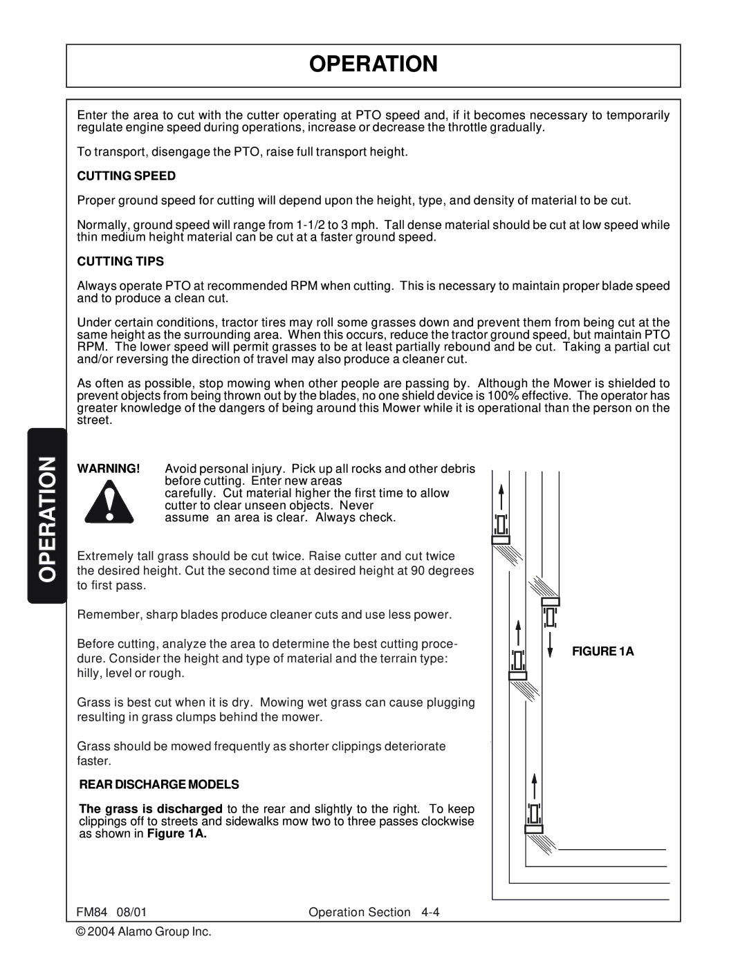 Servis-Rhino FM84 manual Cutting Speed, Cutting Tips, Rear Discharge Models 